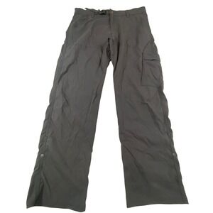 Prana Mens Charcoal Gray Hiking Cargo Pants Breathe Integrated Belt Size 34W
